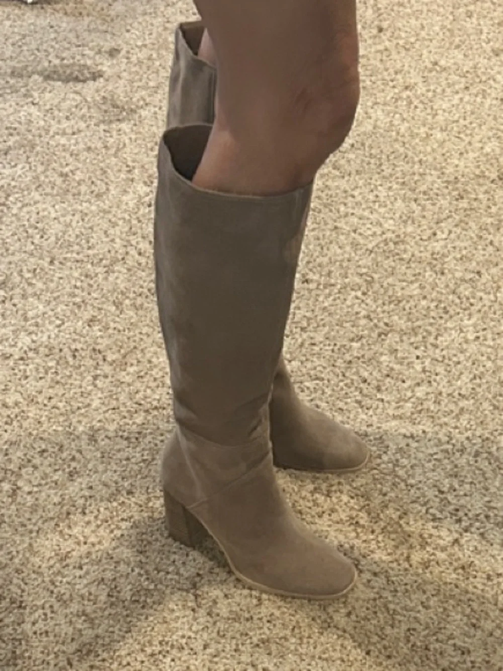 Dolce Vita Taupe Knee-High Suede Block Heel Boots